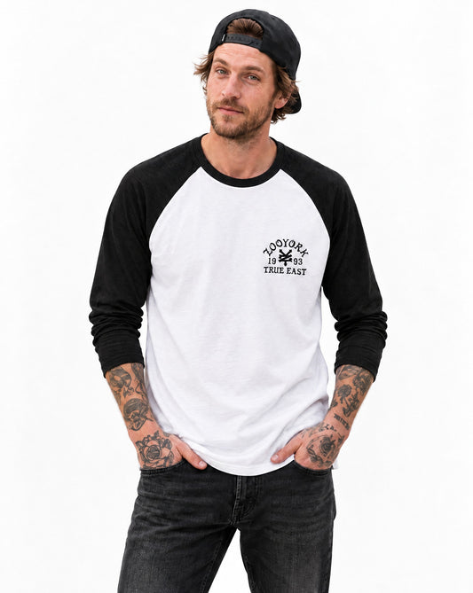 Zoo York True East Sketch Baseball Tee White/Black - model front