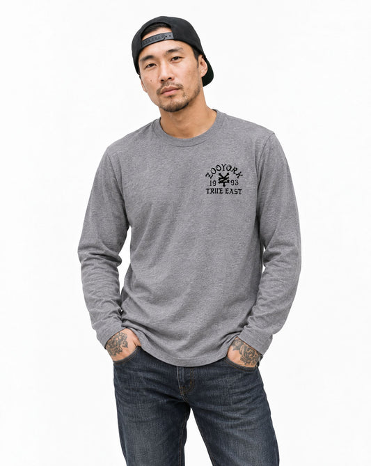Zoo York True East Sketch Long Sleeve T-Shirt Heather Grey - model front