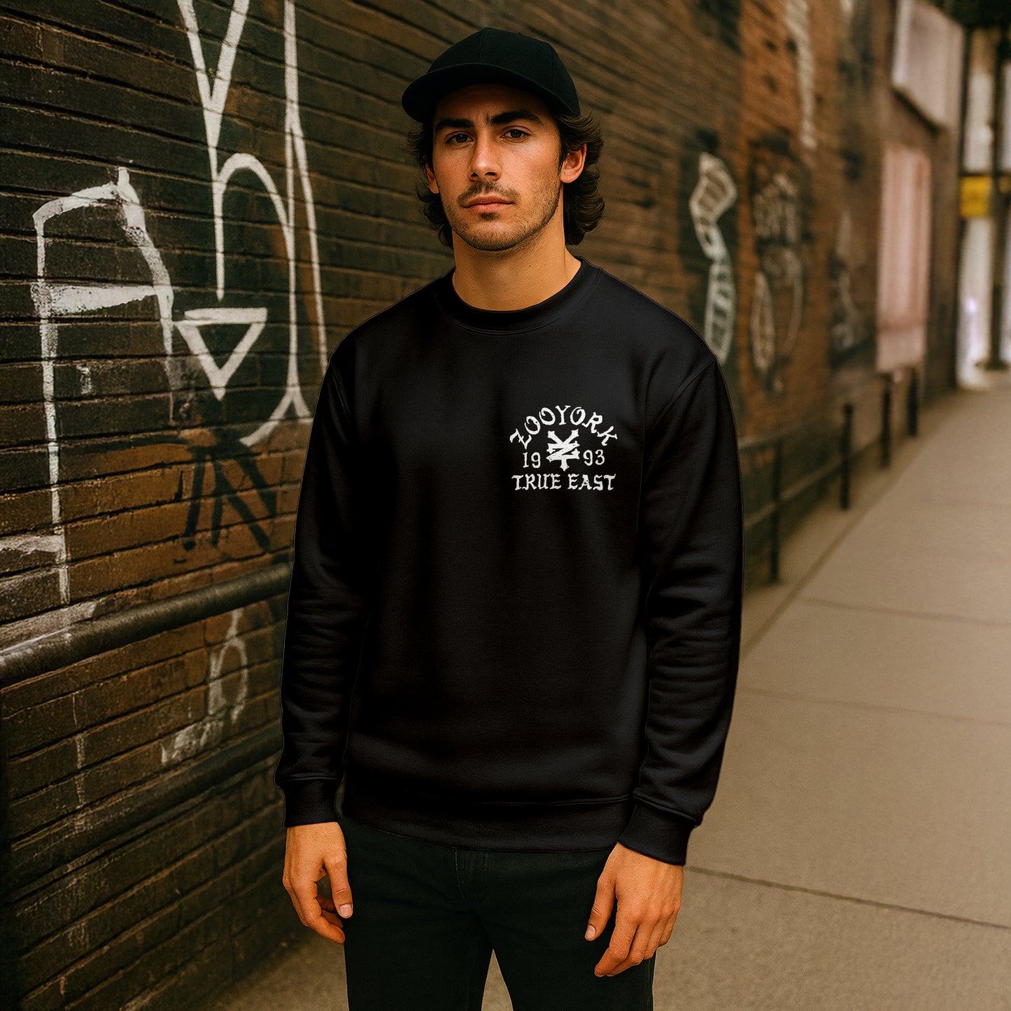 ZOO YORK TRUE EAST SKETCH CREW SWEAT BLACK
