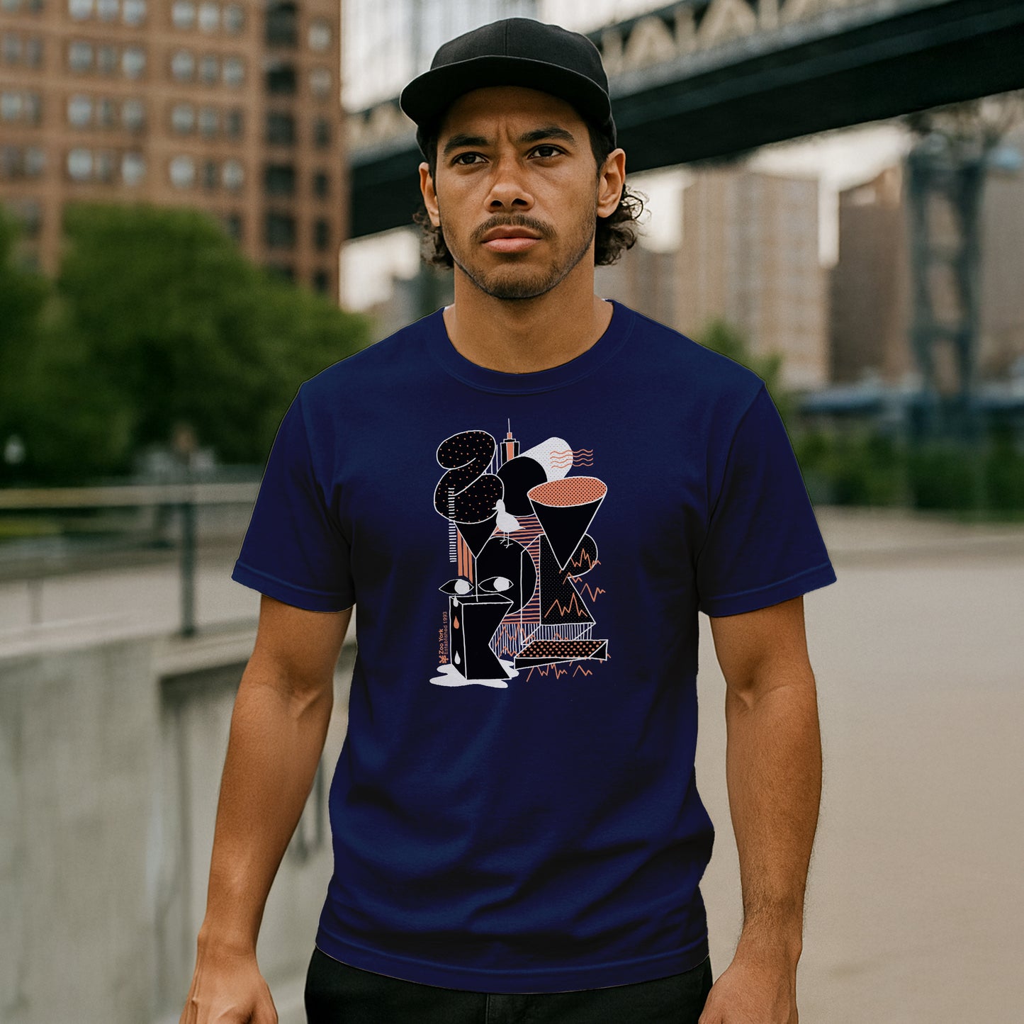 ZOO YORK NY STACK T-SHIRT NAVY BLUE