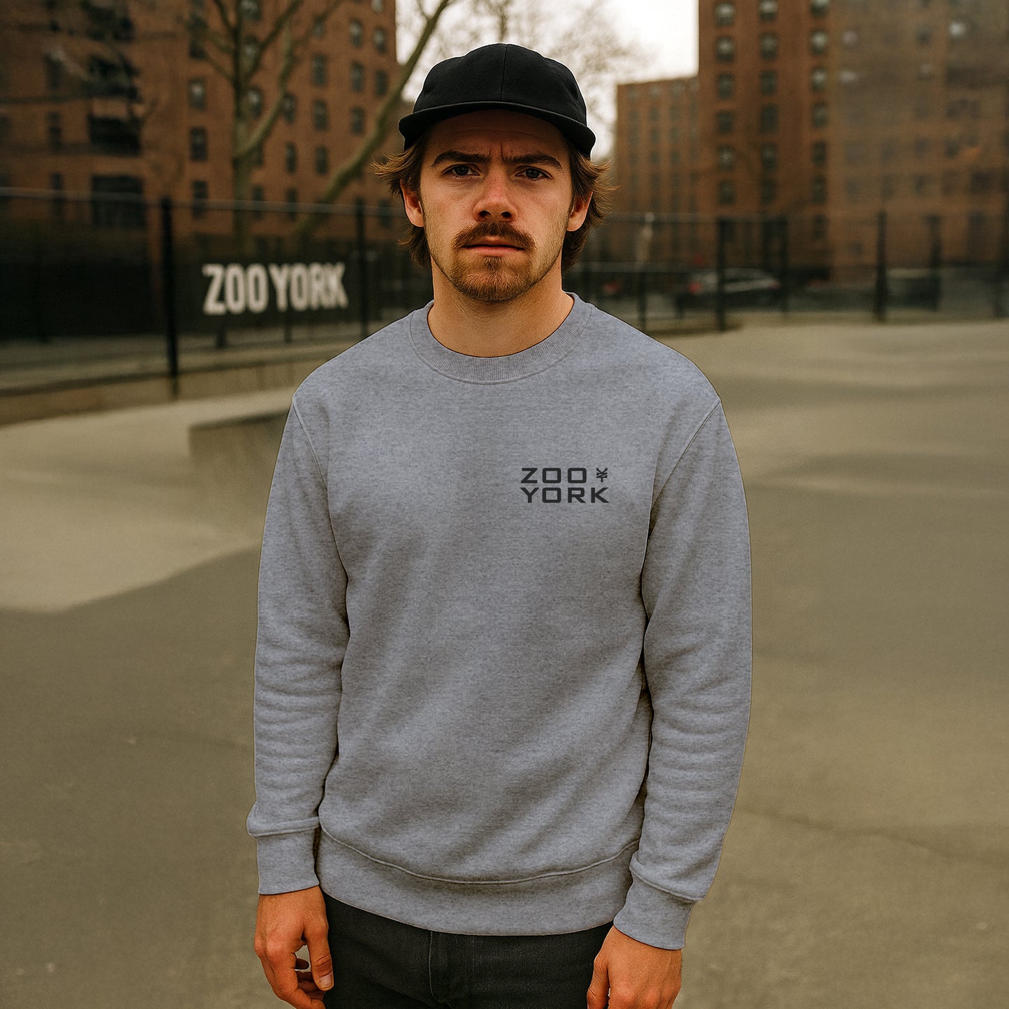 ZOO YORK KING OF THE CITY CREW SWEAT HEATHER GREY
