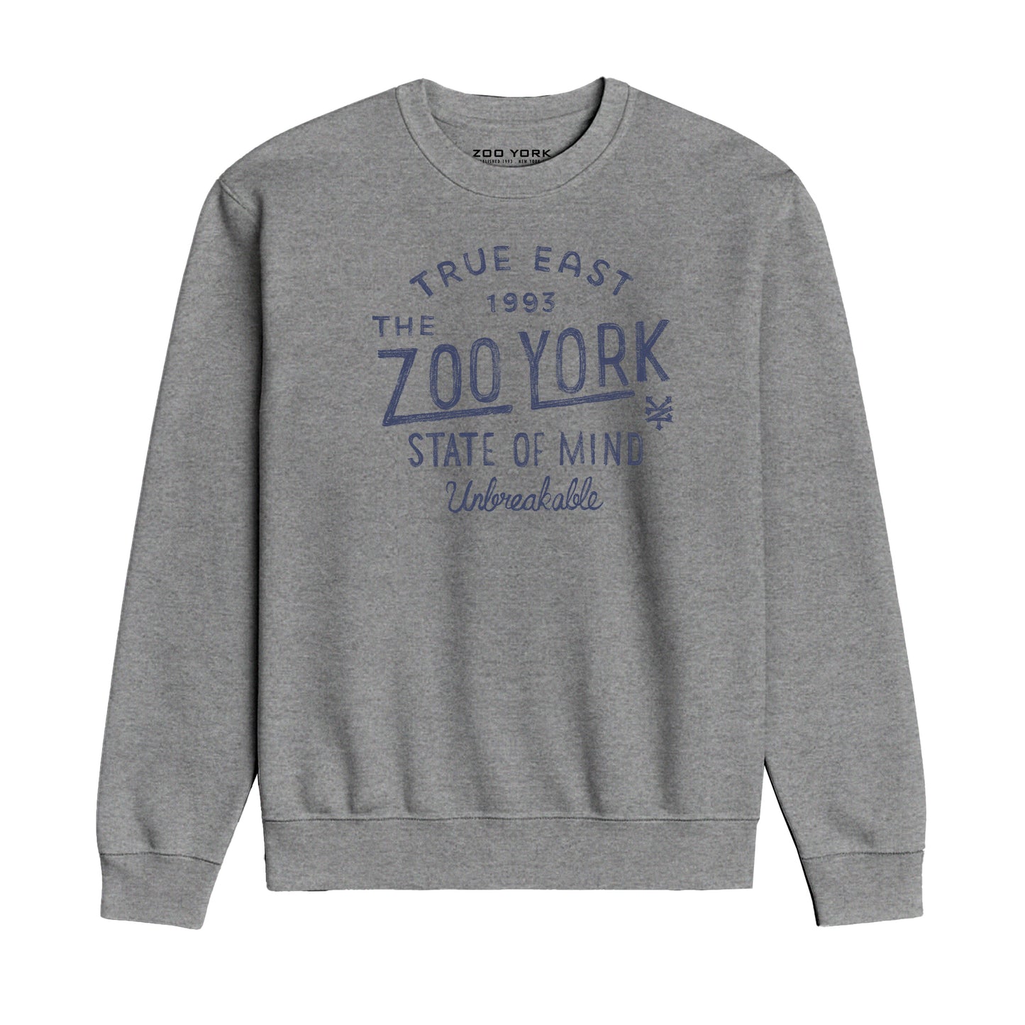 ZOO YORK STATE OF MIND CREW SWEAT HEATHER GREY