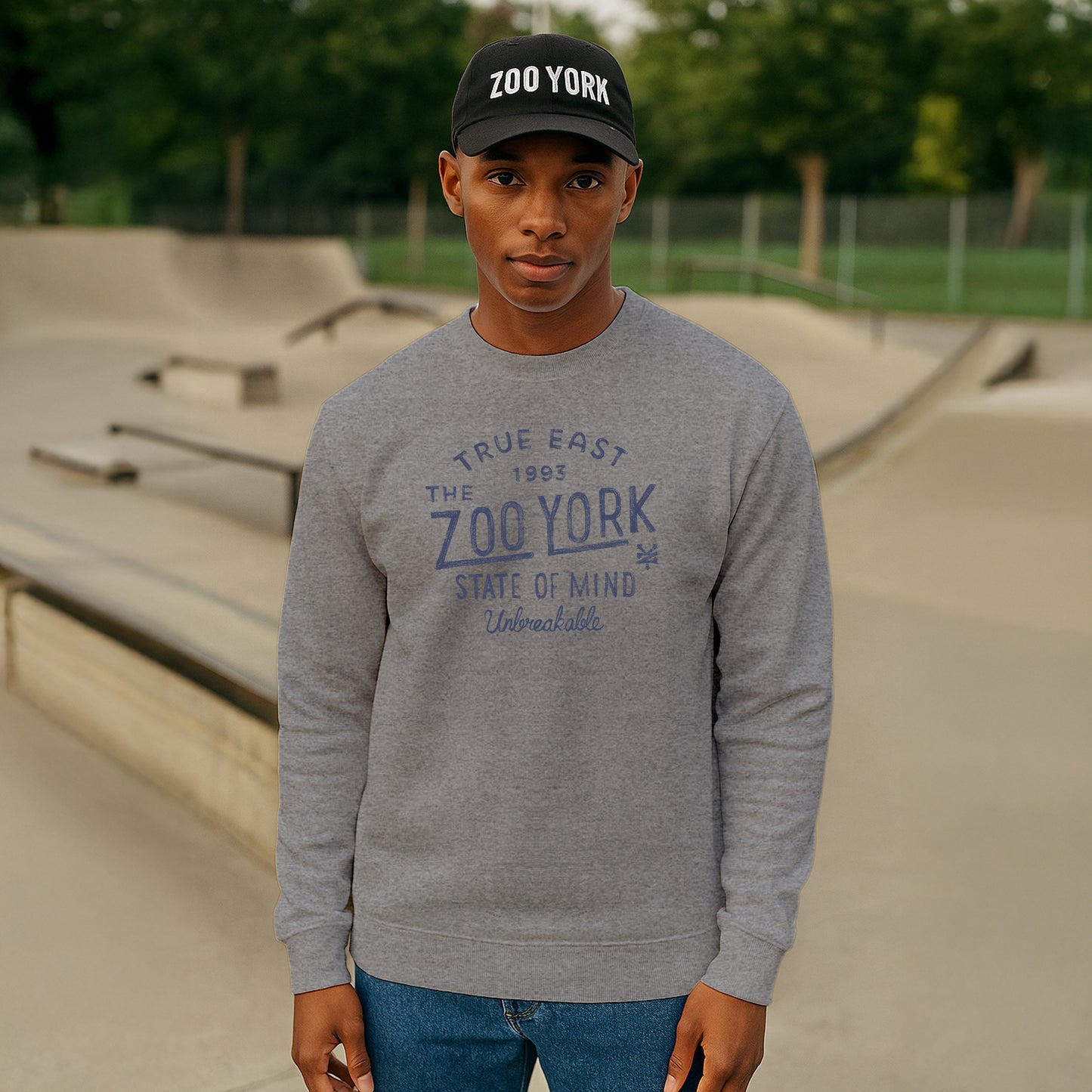 ZOO YORK STATE OF MIND CREW SWEAT HEATHER GREY