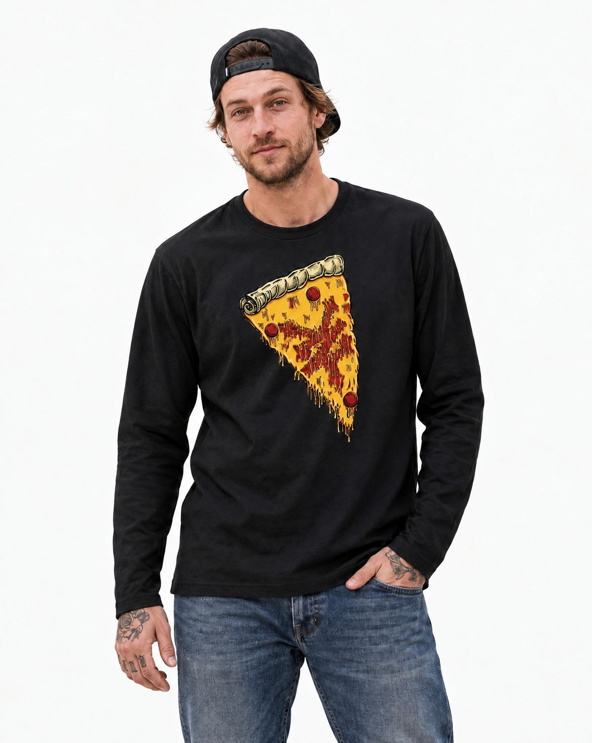 Zoo York New York Pizza Long Sleeve T-Shirt Black - model front