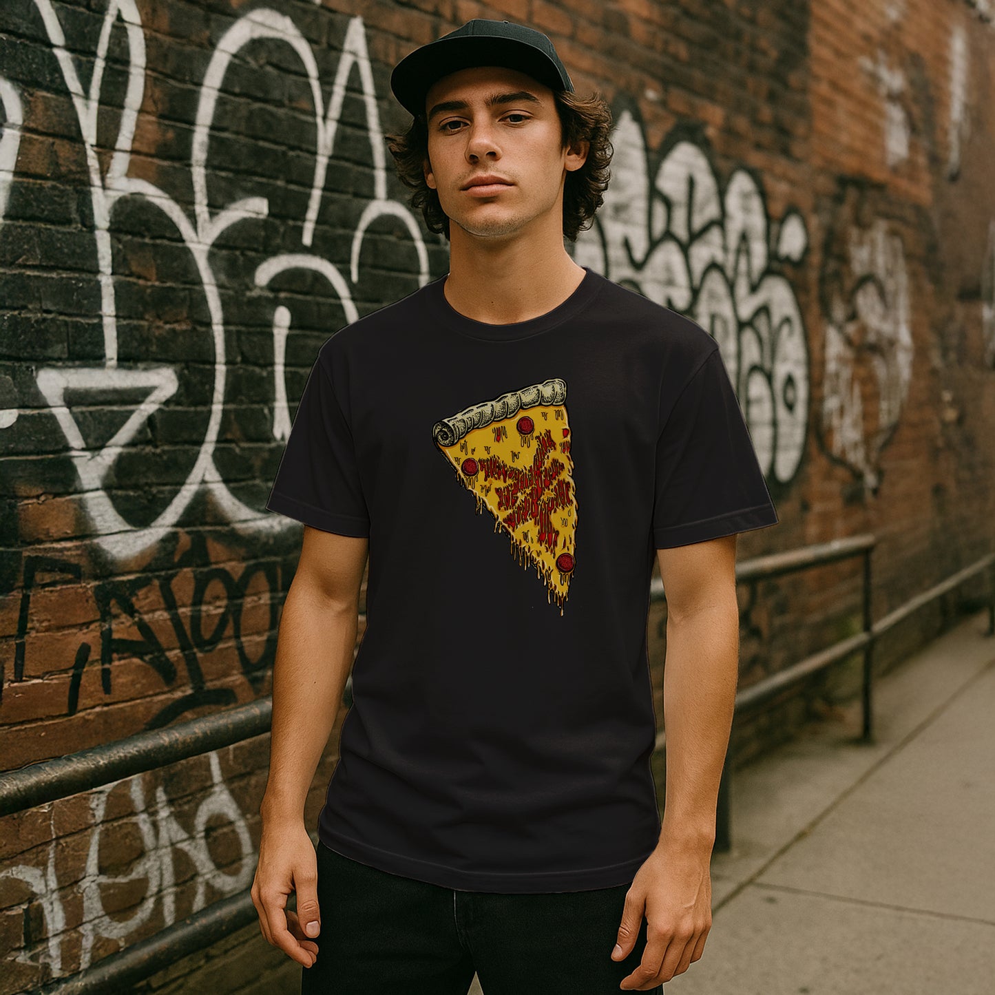 ZOO YORK NEW YORK PIZZA T-SHIRT BLACK