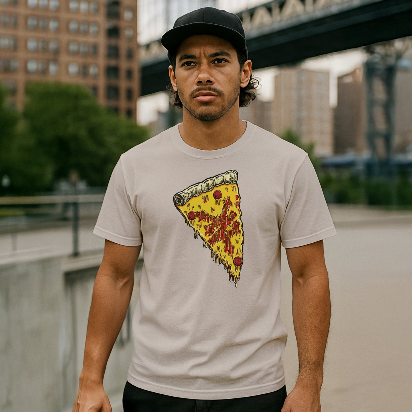 ZOO YORK NEW YORK PIZZA T-SHIRT NATURAL