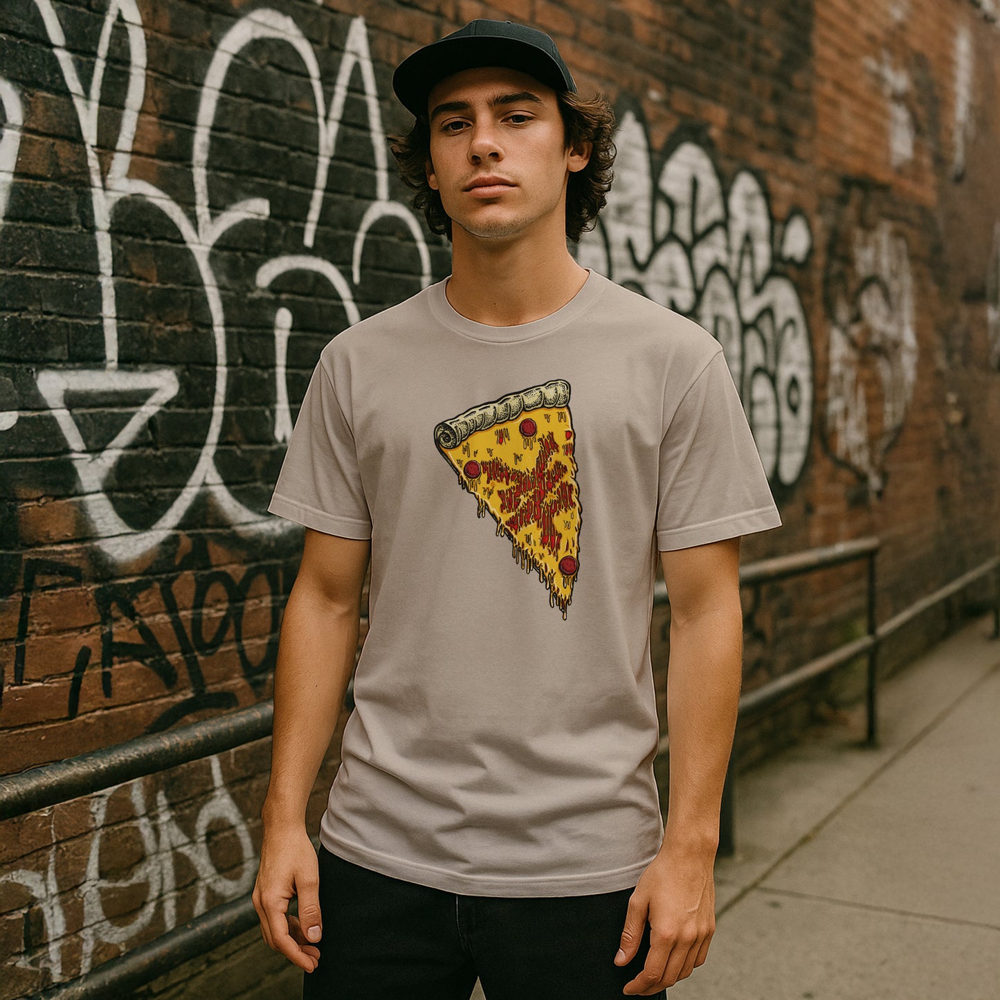 ZOO YORK NEW YORK PIZZA T-SHIRT NATURAL