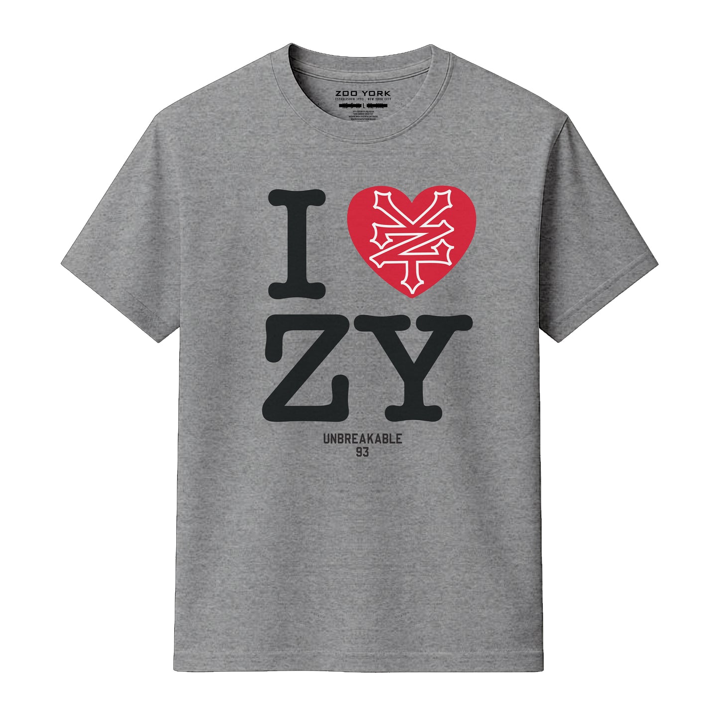 ZOO YORK I LOVE ZY T-SHIRT HEATHER GREY