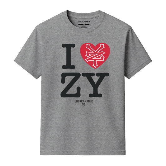 ZOO YORK I LOVE ZY T-SHIRT HEATHER GREY