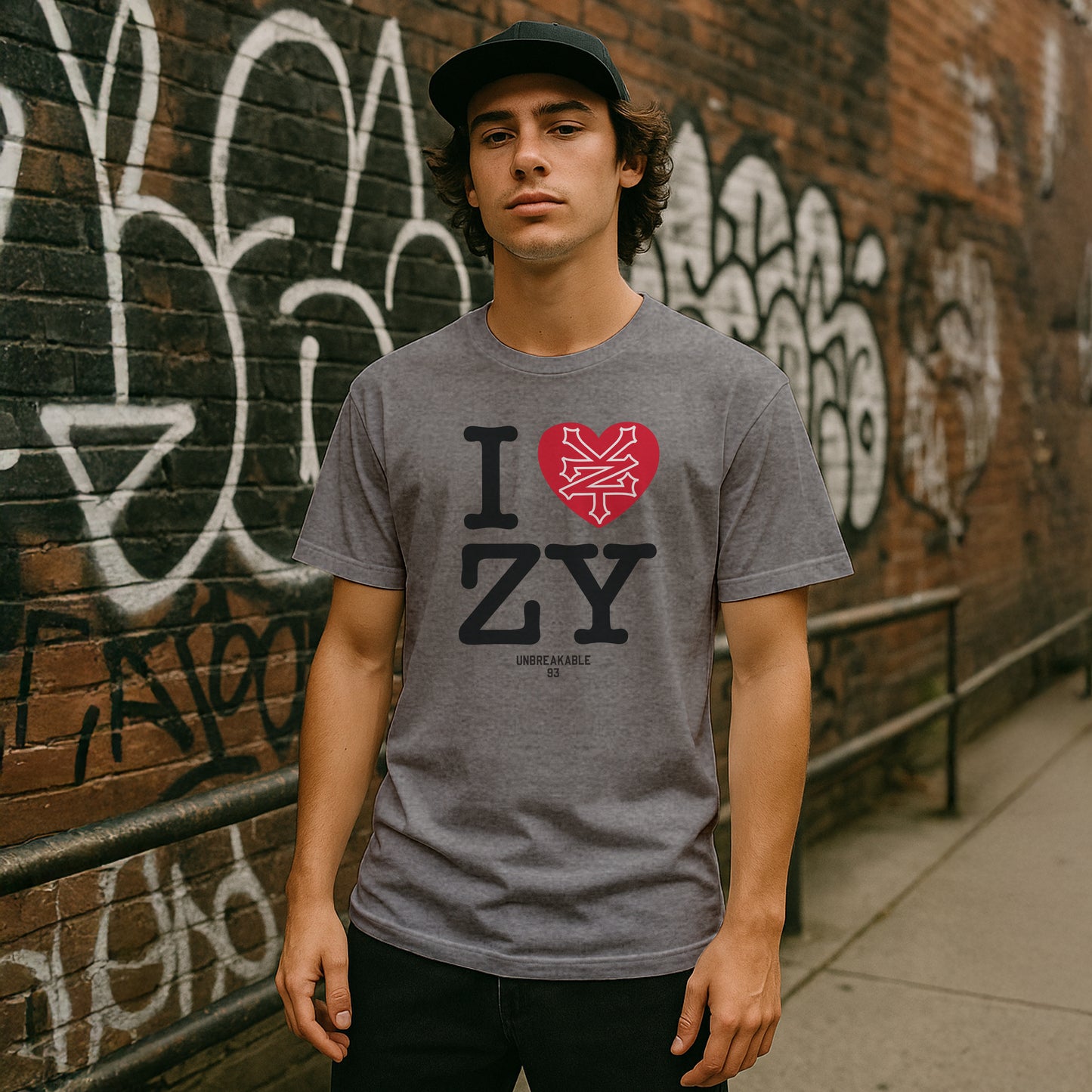 ZOO YORK I LOVE ZY T-SHIRT HEATHER GREY