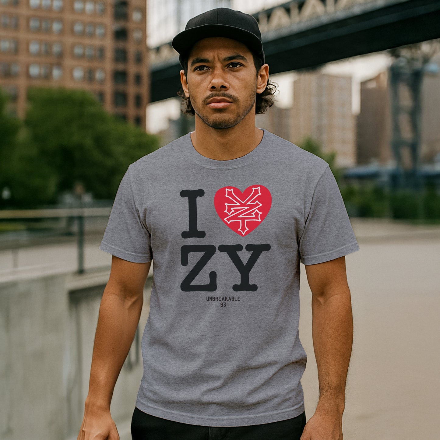 ZOO YORK I LOVE ZY T-SHIRT HEATHER GREY