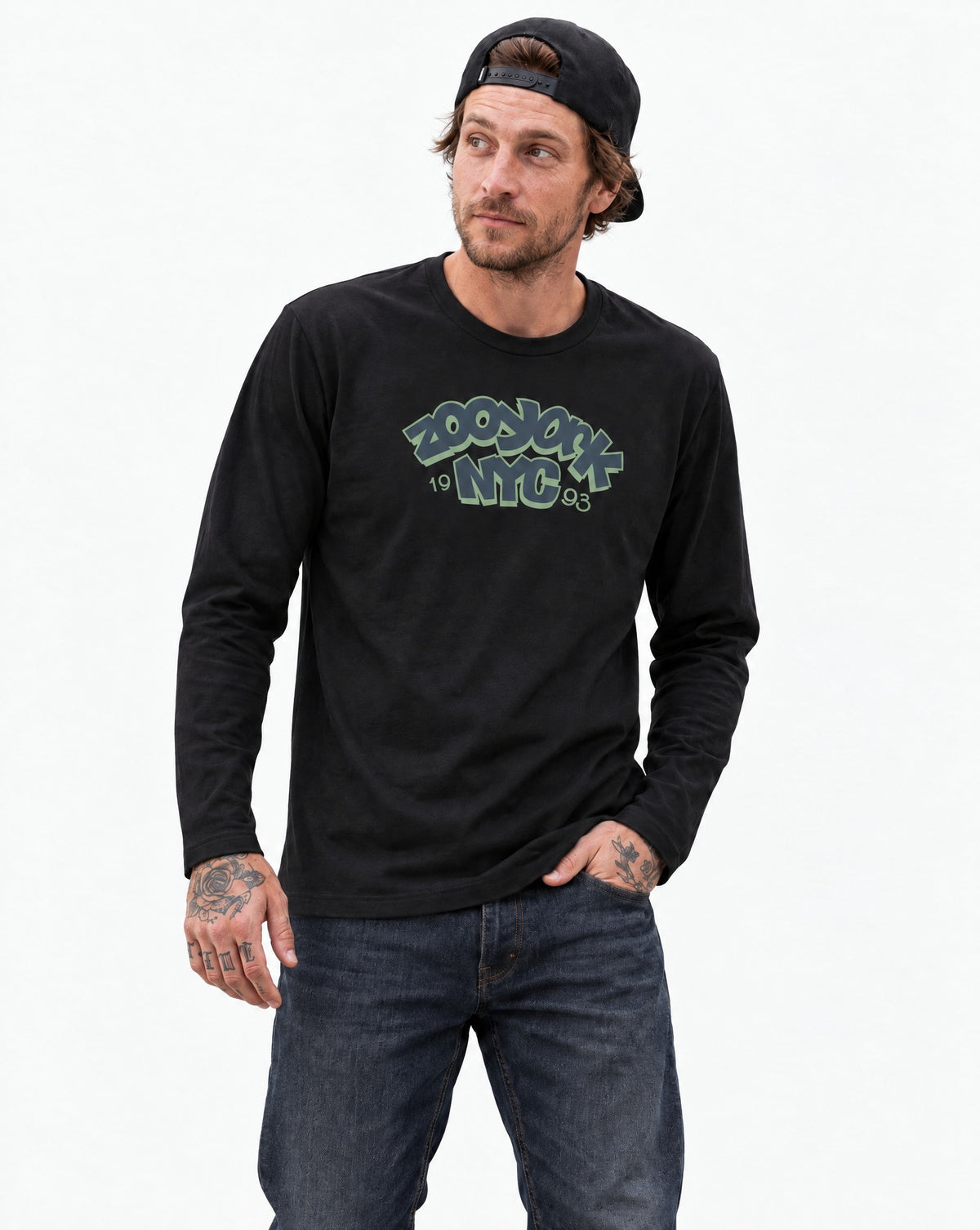 Zoo York Throw Up Long Sleeve T-Shirt Black - model front