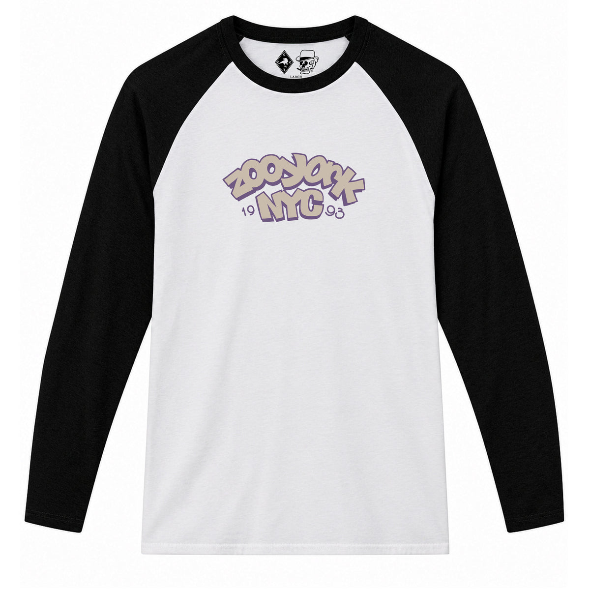 Zoo York Throw Up Baseball Tee White/Black - front