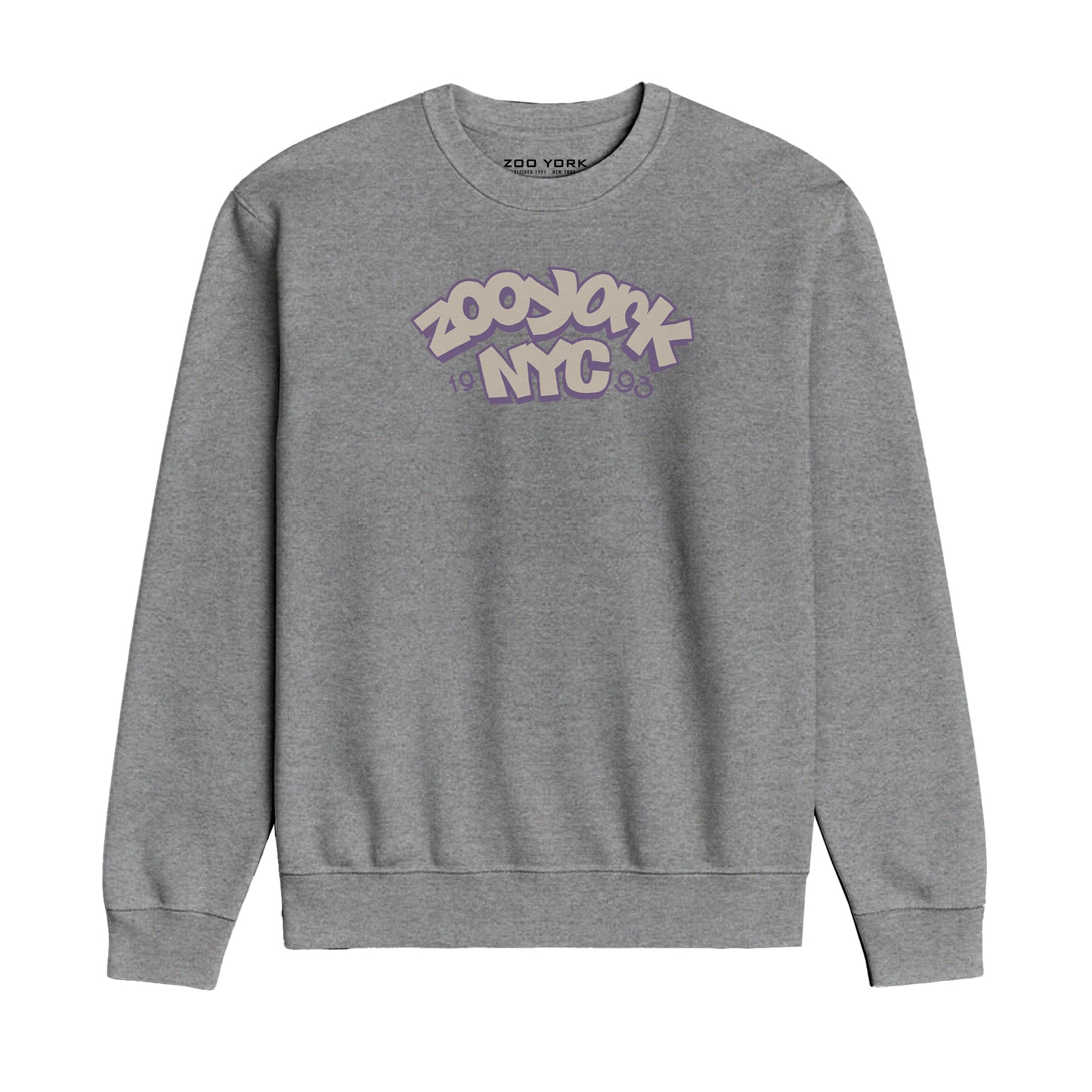 ZOO YORK THROW UP CREW SWEAT HEATHER GREY