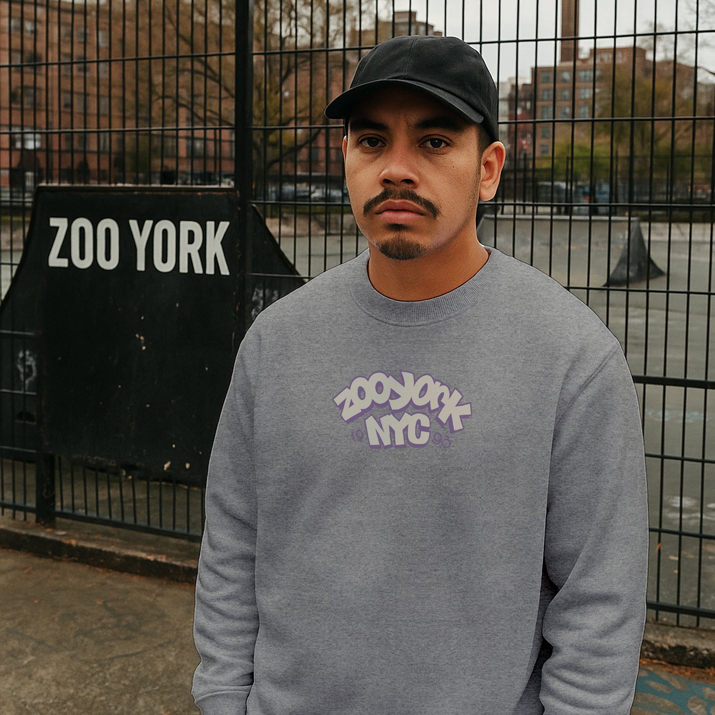ZOO YORK THROW UP CREW SWEAT HEATHER GREY
