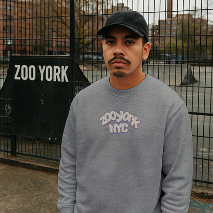 ZOO YORK THROW UP CREW SWEAT HEATHER GREY