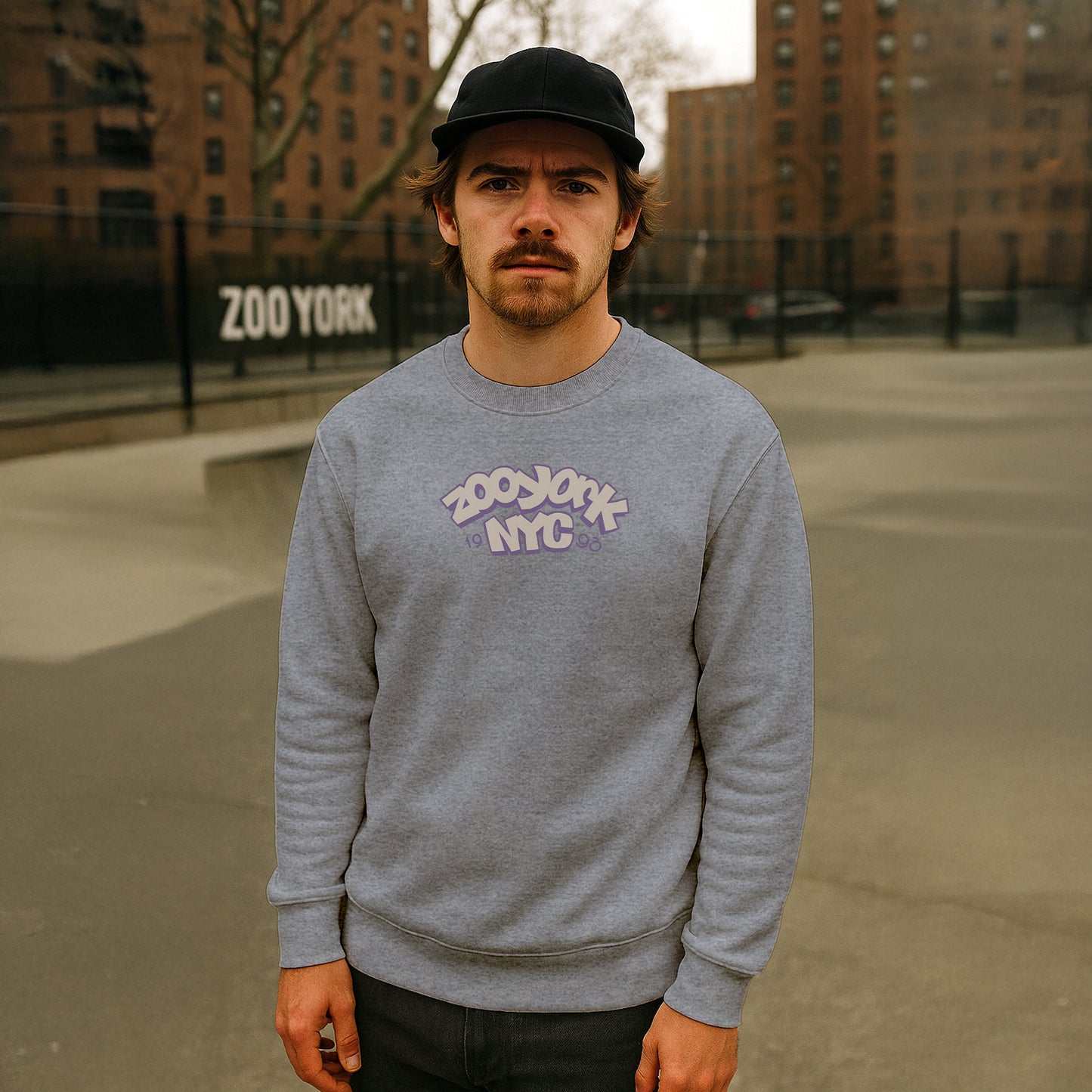 ZOO YORK THROW UP CREW SWEAT HEATHER GREY