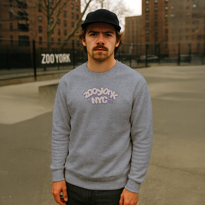 ZOO YORK THROW UP CREW SWEAT HEATHER GREY