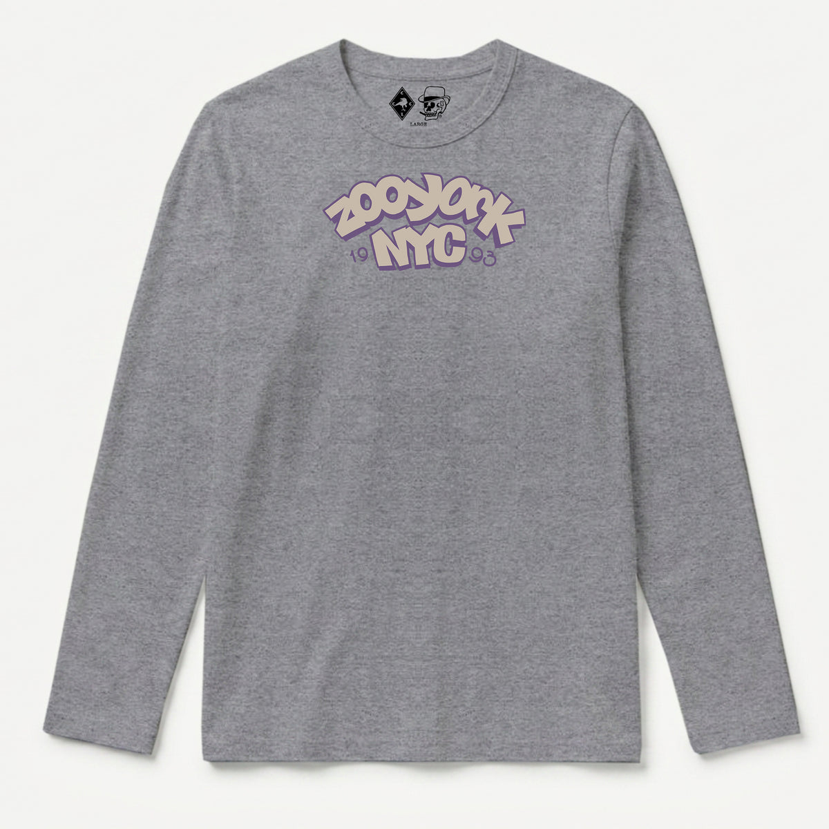 Zoo York Throw Up Long Sleeve T-Shirt Heather Grey - front