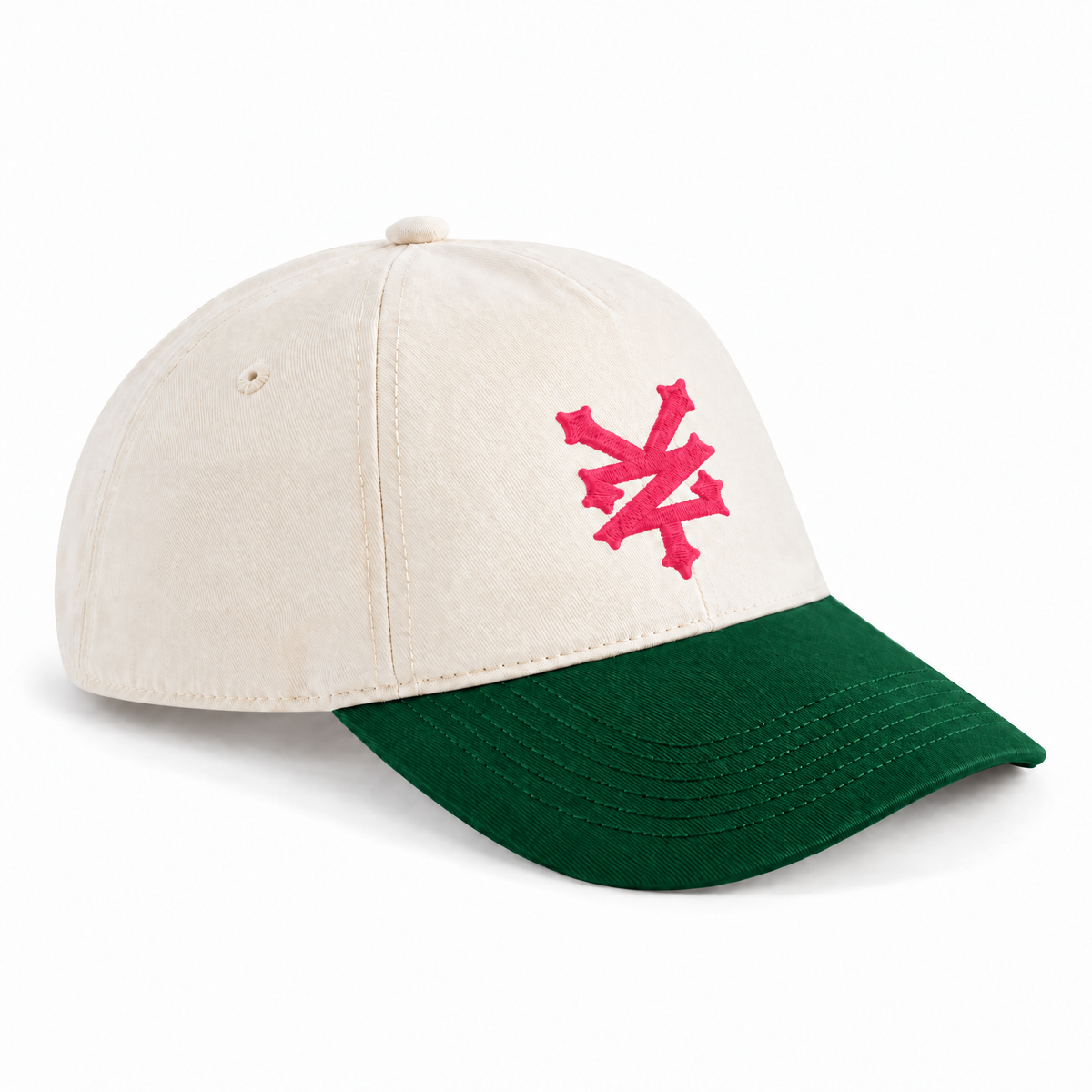 ZOO YORK CRACKERJACK CONTRAST PEAK LEISURE CAP Natural / Forest Green