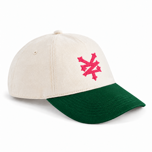 ZOO YORK CRACKERJACK CONTRAST PEAK LEISURE CAP Natural / Forest Green