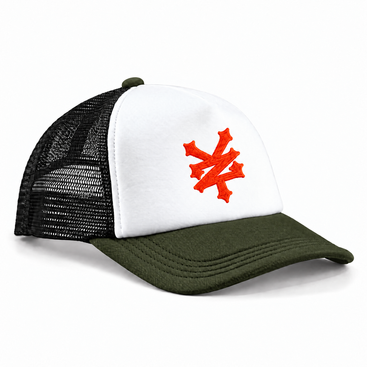 ZOO YORK CRACKERJACK RETRO 5 PANEL TRUCKER Black / Dark Olive