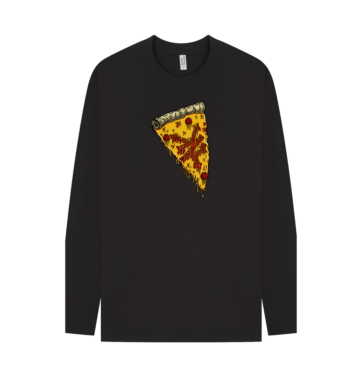 Black Printed Long Sleeve T Shirt Front