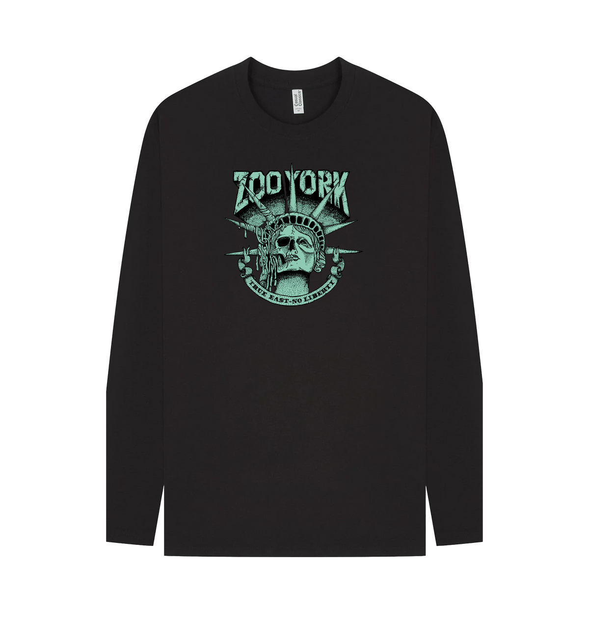 Black Printed Long Sleeve T Shirt Front