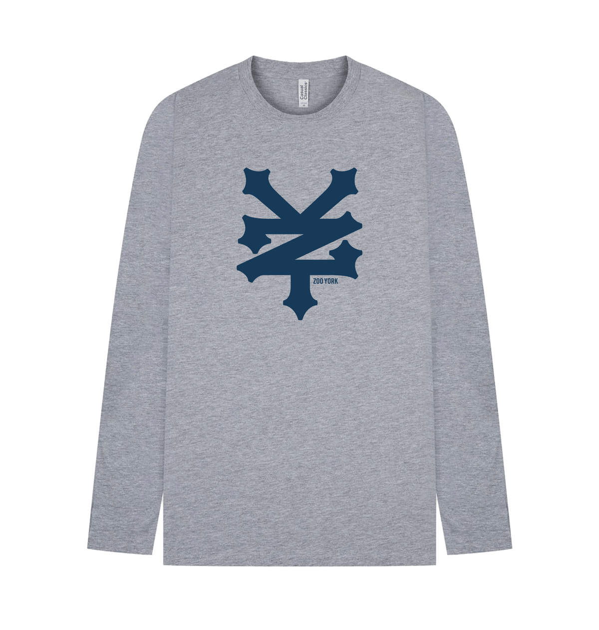 Heather Grey Printed Long Sleeve T Shirt Front