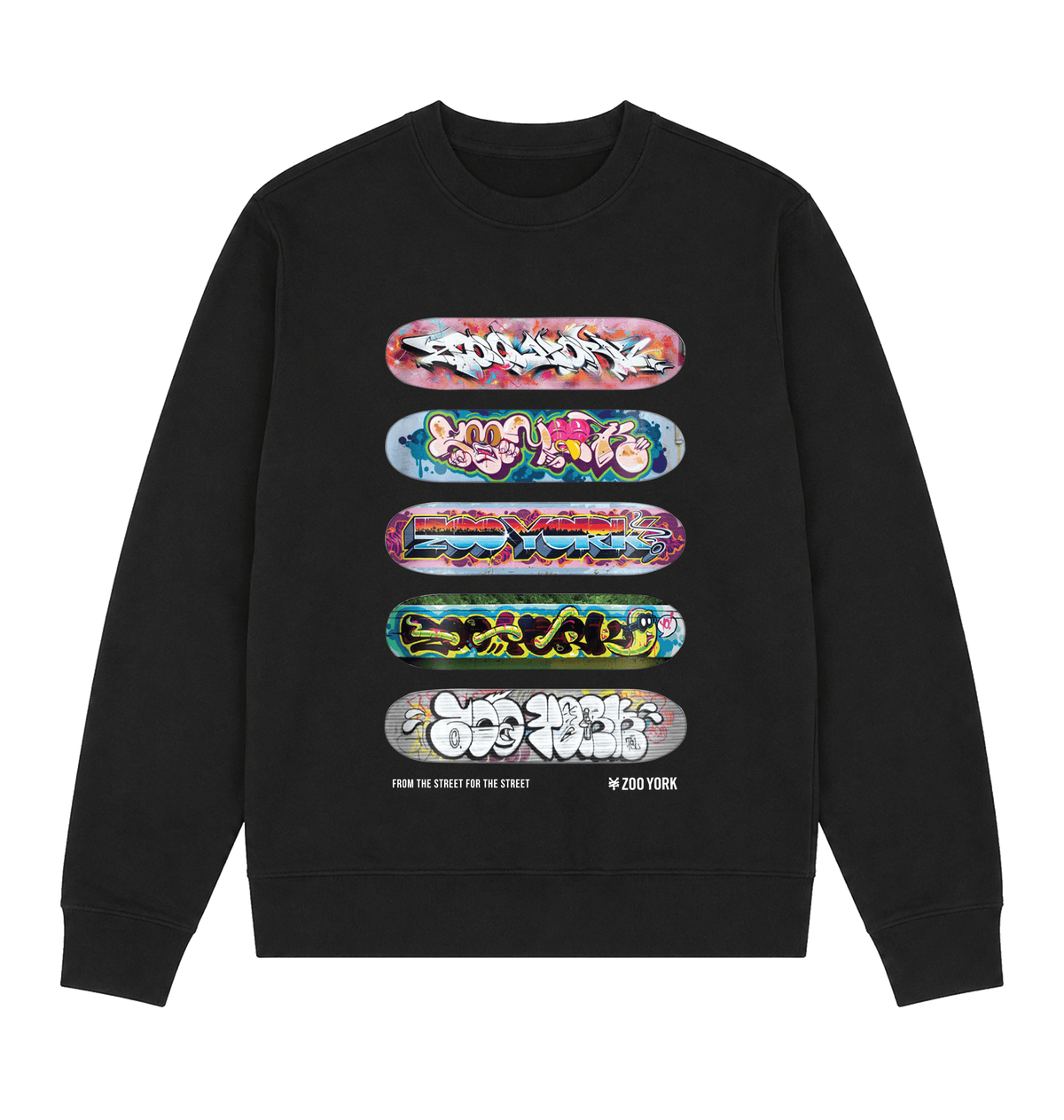 Black Printed Sweater Front