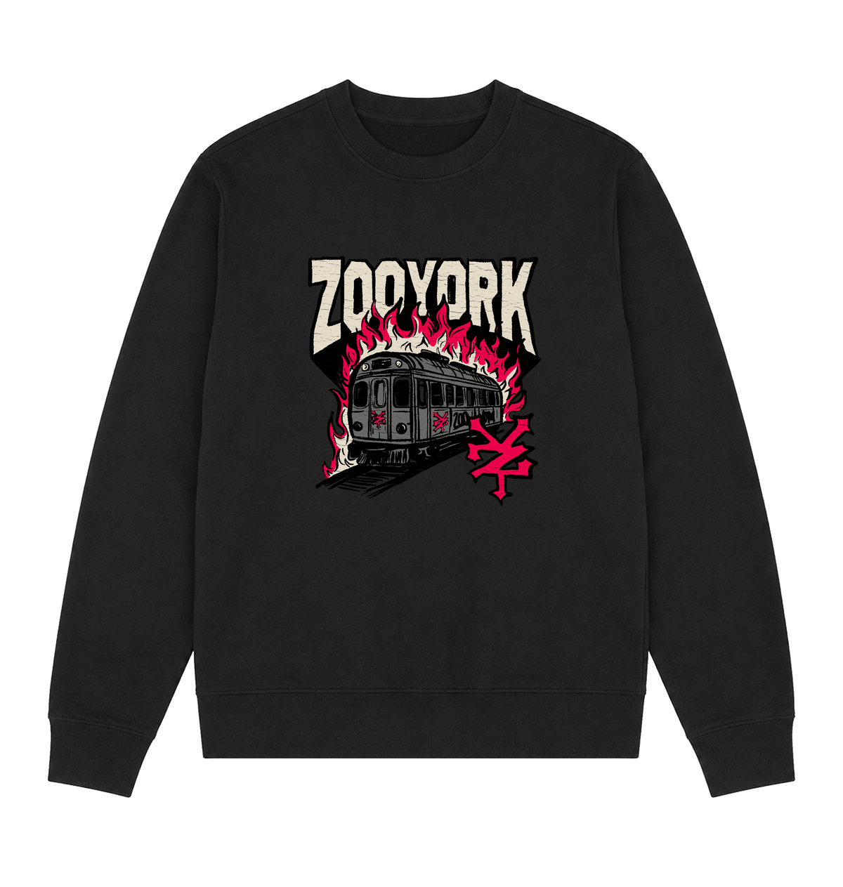 Black Printed Sweater Front