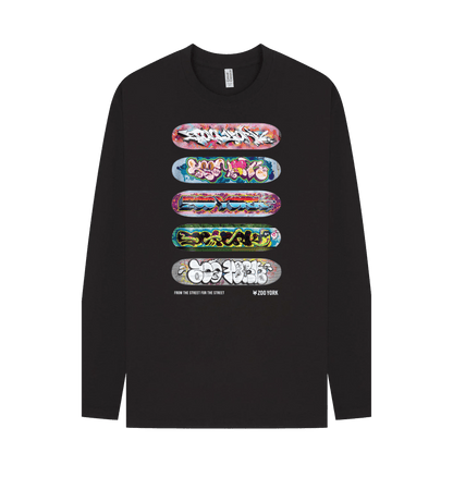 Black Printed Long Sleeve T Shirt Front