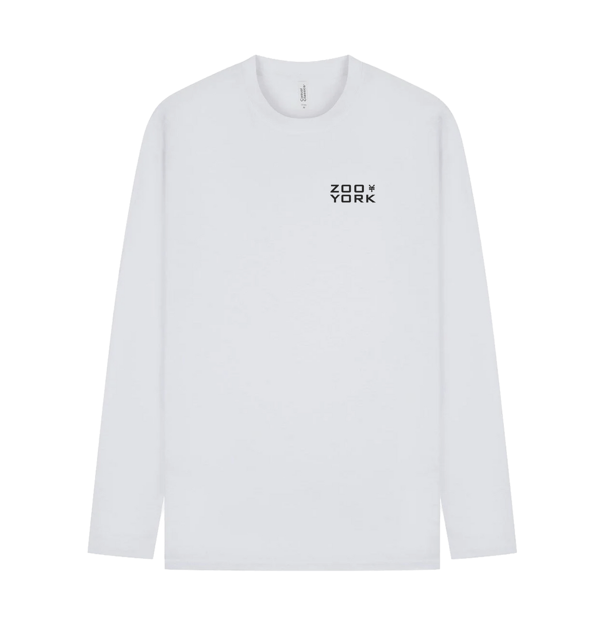 White Printed Long Sleeve T Shirt Front