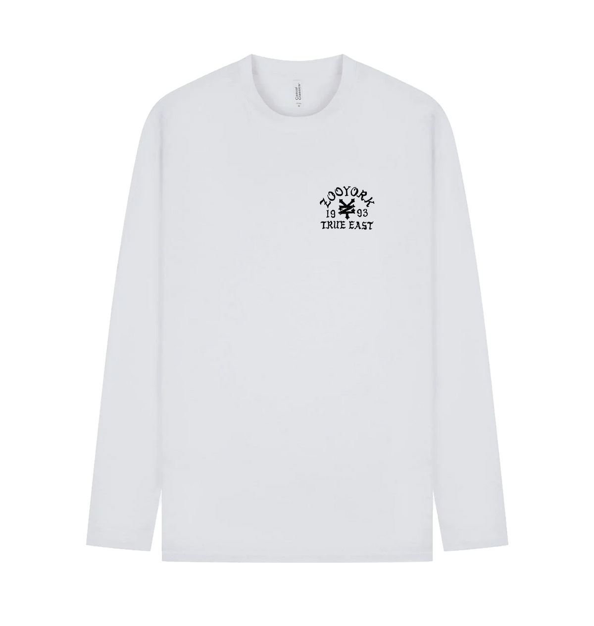 White Printed Long Sleeve T Shirt Front