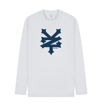 White Printed Long Sleeve T Shirt Front