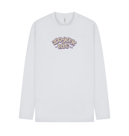 White Printed Long Sleeve T Shirt Front
