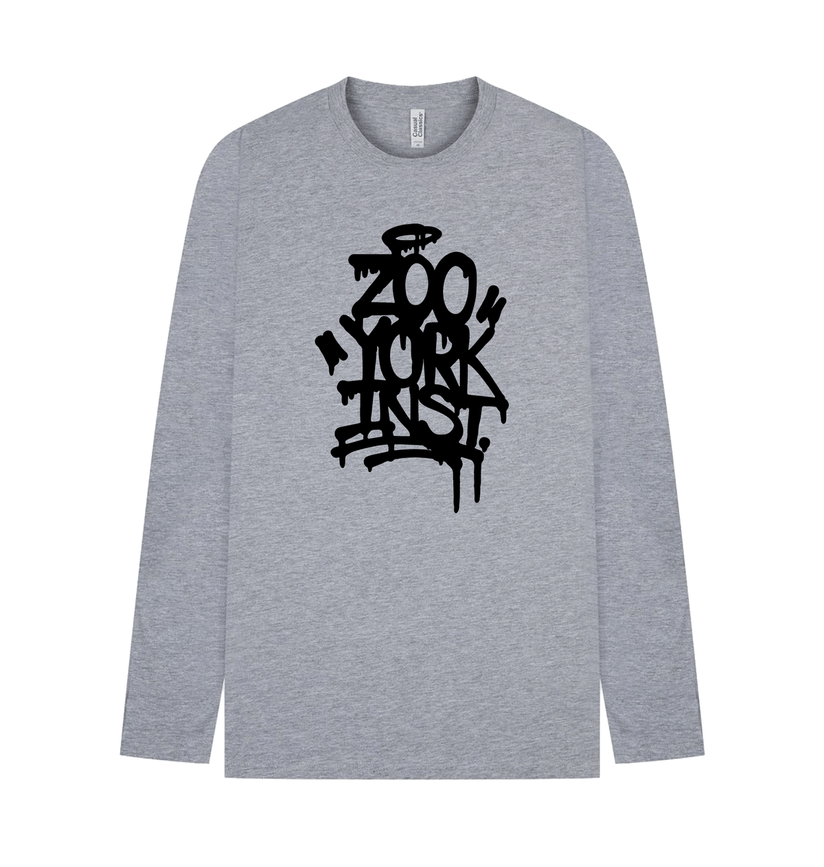 Heather Grey Printed Long Sleeve T Shirt Front
