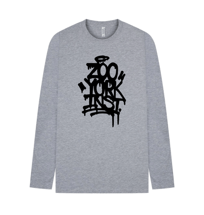 Heather Grey Printed Long Sleeve T Shirt Front